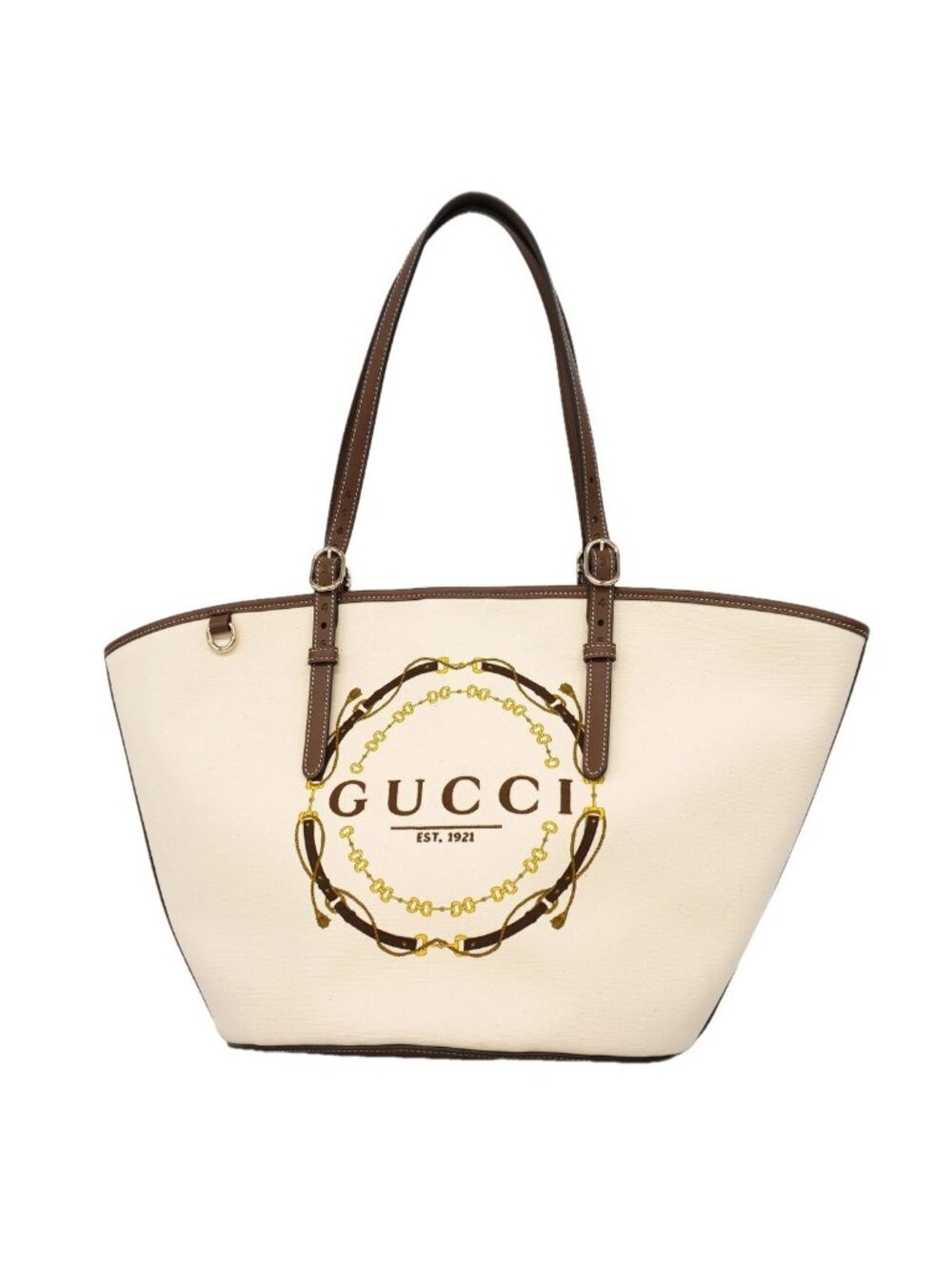 Gucci Tote Bag Canvas Ivory Champagne Gold